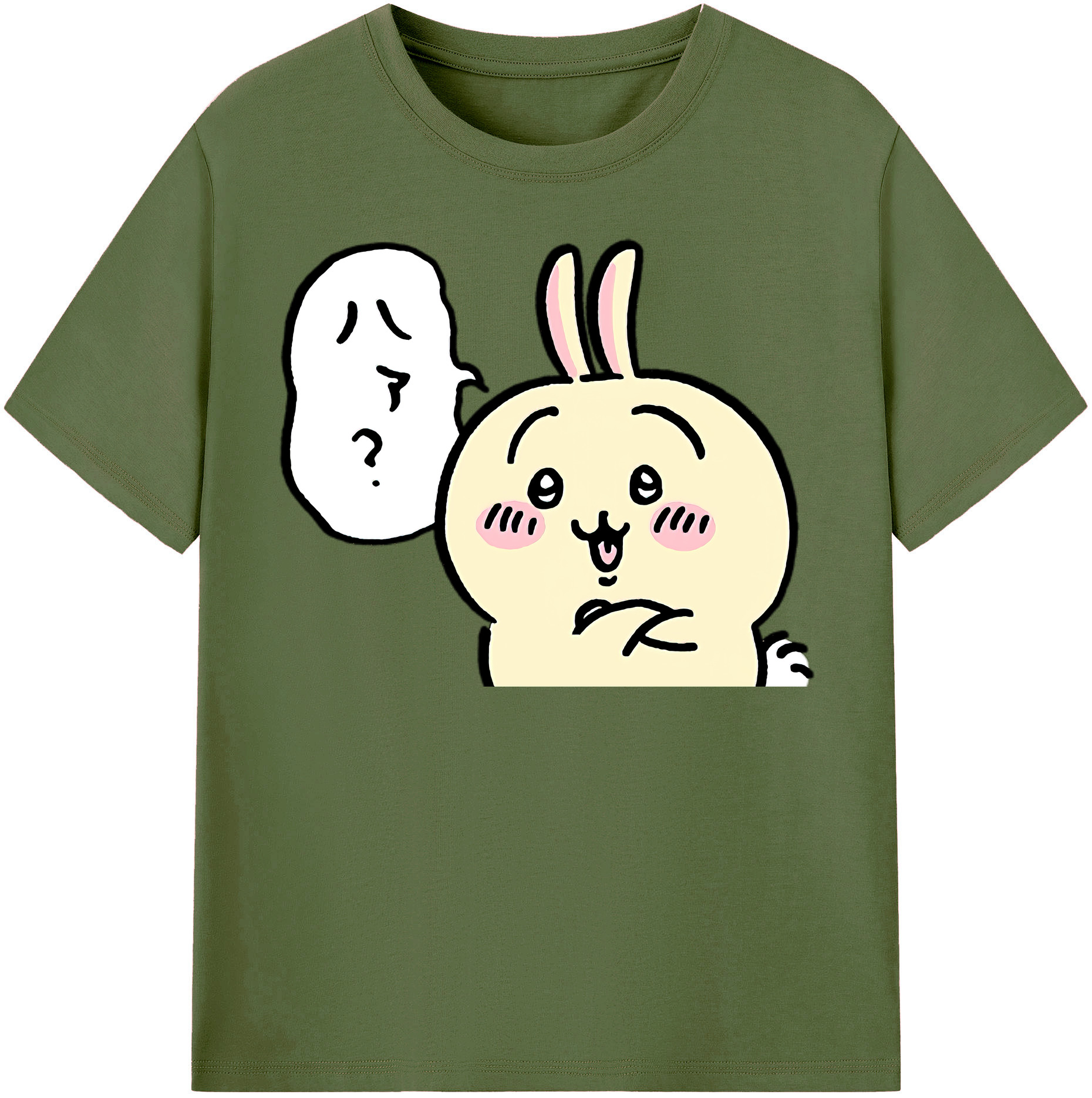 （画像用） ちいかわ うさぎ Chii-kawa usagi 綿100％半袖Tシャツ（フロントプリント）